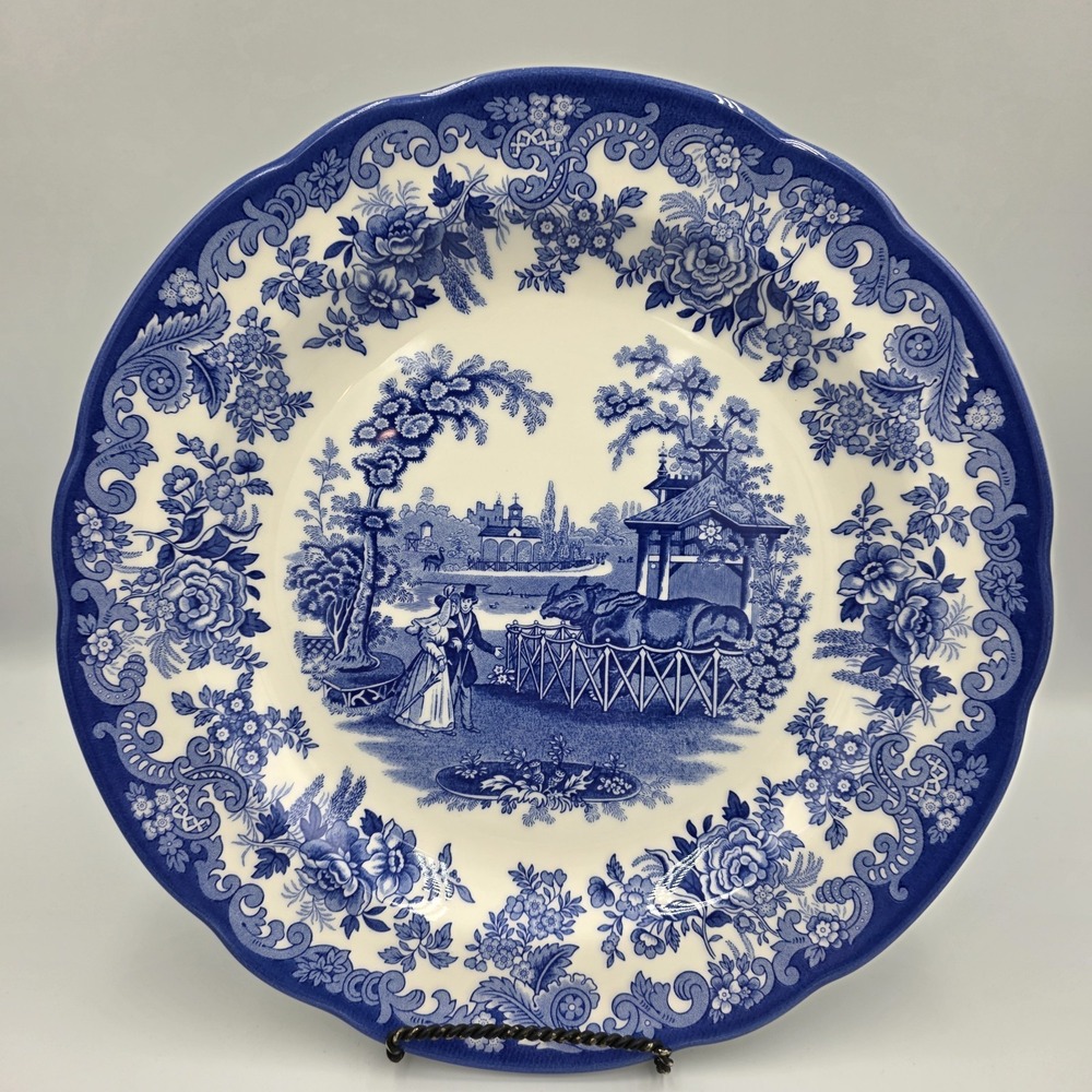 Spode Blue Room The Rhinoceros House 10.5" Dinner Plate Blue White‎ England